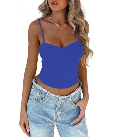 Women's Sleeveless Tank Top Sexy Sweetheart Neck Going Out Crop Top Cute Y2K Pleated Strappy Vest Cami Shirt 1-royal Blue $13...