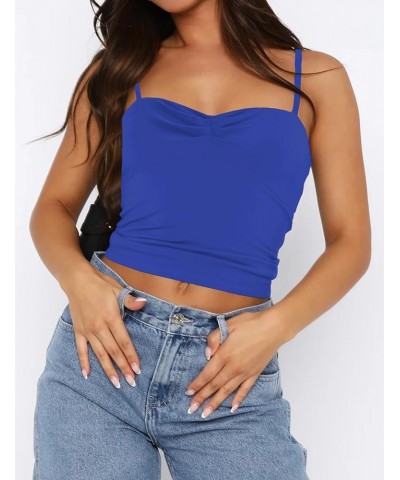 Women's Sleeveless Tank Top Sexy Sweetheart Neck Going Out Crop Top Cute Y2K Pleated Strappy Vest Cami Shirt 1-royal Blue $13...