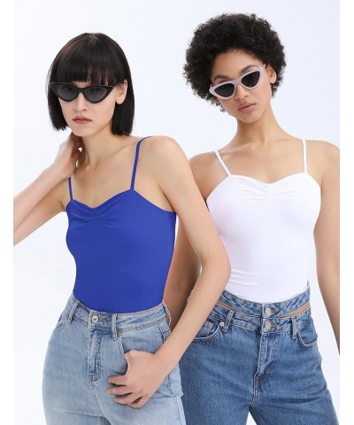 Women's Sleeveless Tank Top Sexy Sweetheart Neck Going Out Crop Top Cute Y2K Pleated Strappy Vest Cami Shirt 1-royal Blue $13...