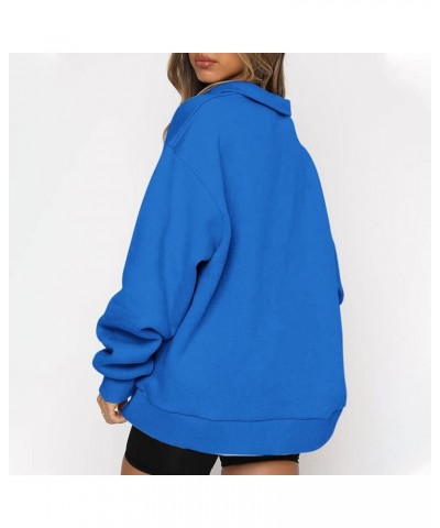 Womens Quarter Zip Oversized Sweatshirt Solid Pullover Hoodie Y2K Fall Sweaters Shirts Fashion Trendy Clothes 2023 J023-blue ...