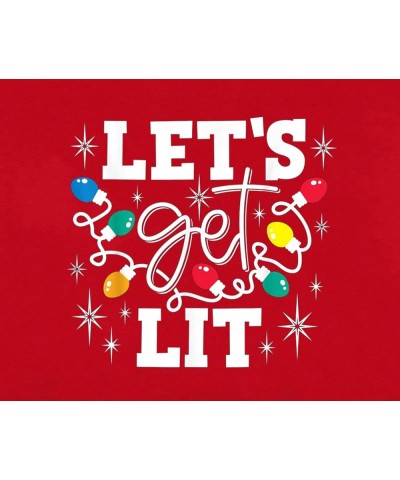 Let's Get Lit T Shirt Women Christmas Lights Shirt Cute Graphic Short Sleeve Xmas Tops Tees Red $10.44 T-Shirts