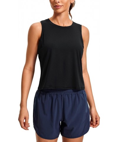 Women's Lightweight Racerback Tank Top High Neck Cropped Tank Tops Sleeveless Workout Running Shirts Black $14.50 Activewear