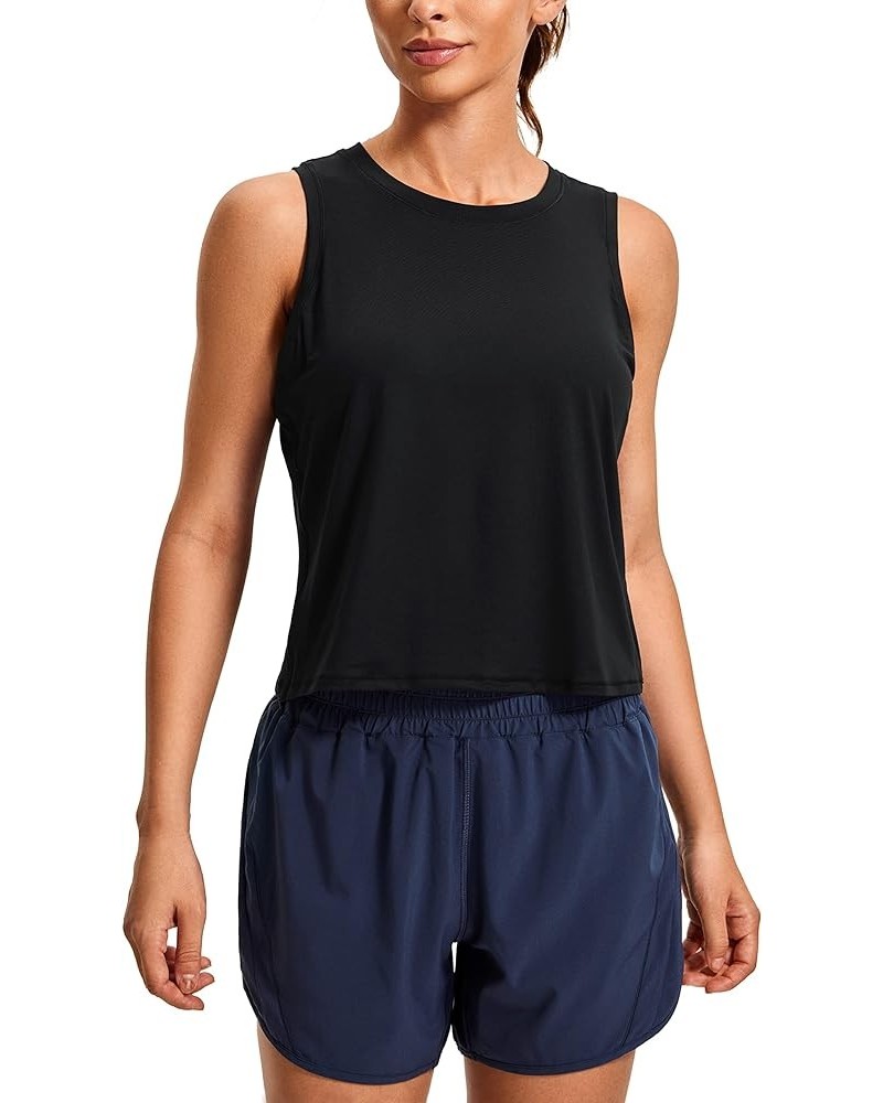 Women's Lightweight Racerback Tank Top High Neck Cropped Tank Tops Sleeveless Workout Running Shirts Black $14.50 Activewear