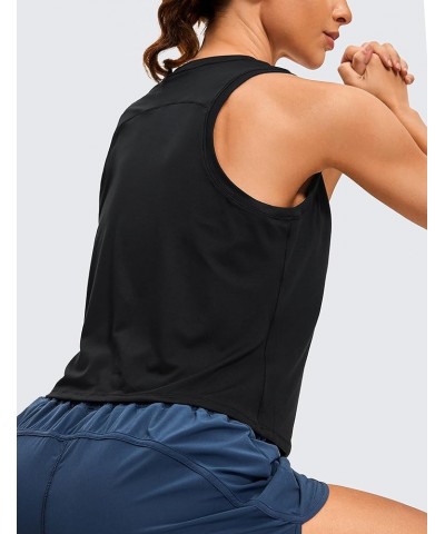 Women's Lightweight Racerback Tank Top High Neck Cropped Tank Tops Sleeveless Workout Running Shirts Black $14.50 Activewear