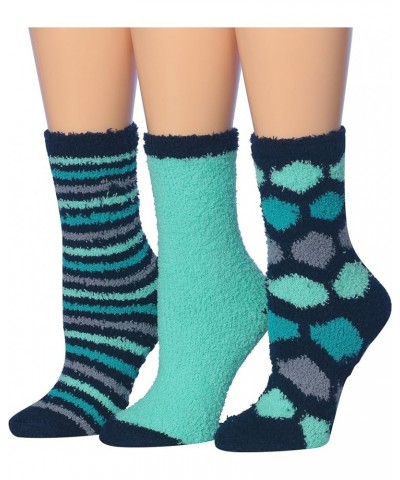 Women's 3 & 6-Pairs Cozy Microfiber Soft Anti-Skid Fuzzy Crew Socks Slipper Glacial Sapphire 3-pair $13.33 Socks