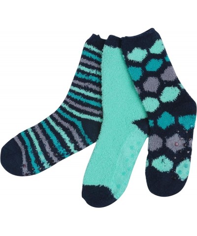 Women's 3 & 6-Pairs Cozy Microfiber Soft Anti-Skid Fuzzy Crew Socks Slipper Glacial Sapphire 3-pair $13.33 Socks