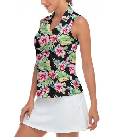 Women's Sleeveless Printed Polo Golf Shirts Quick Dry V-Neck Lightweight Tennis Tank Tops, 50+ UV Protection Black Print $13....