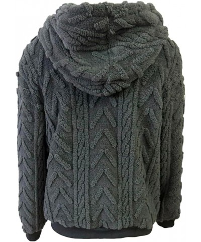 Women's Thick Fleece Hoodie Cable Knit Sweater Pullover Top Grey $19.75 Sweaters