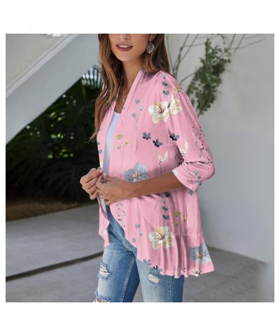 Womens Cardigans Lightweight Summer 3/4 Length Sleeve Cardigan Cotton Fall Open Front Swim Coverups 2023 Cute Outwear G430-pi...