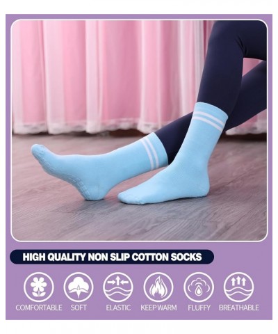 Non Slip Yoga Socks with Grips for Pilates Ballet Barefoot Workout Anti Skid Athletic Socks 4 Pairs 4-pairs (Pink,lavender,li...