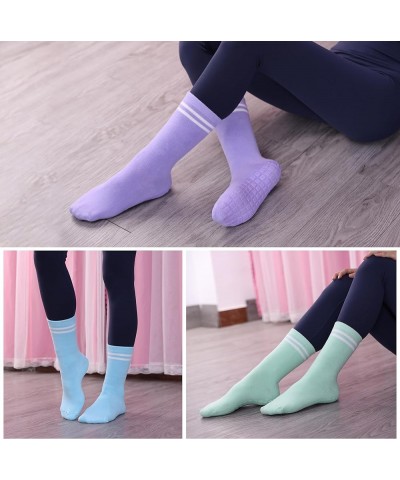 Non Slip Yoga Socks with Grips for Pilates Ballet Barefoot Workout Anti Skid Athletic Socks 4 Pairs 4-pairs (Pink,lavender,li...