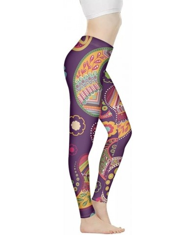 Rose Workout Leggings for Women, Boho Stretch Pants for Sports Running Fitness, High Waist Tummy Control Yoga Pant Mandala Sp...