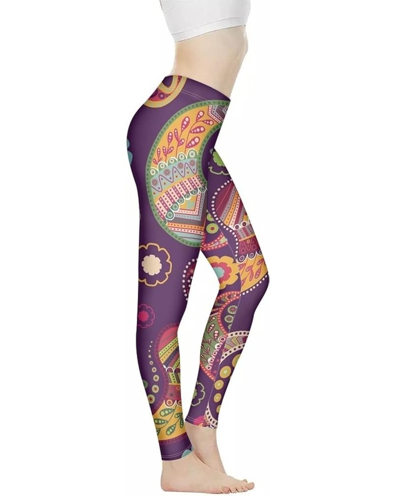 Rose Workout Leggings for Women, Boho Stretch Pants for Sports Running Fitness, High Waist Tummy Control Yoga Pant Mandala Sp...