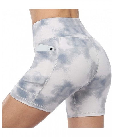 Womens Biker Shorts with Pockets Tummy Control Plus Size Yoga Shorts Women Printed Workout Pants 3" 1365-ghost White Tie Dye ...