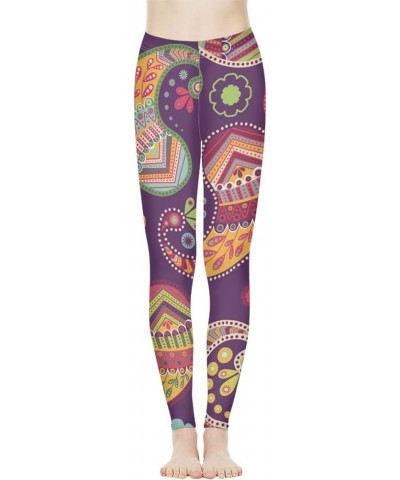 Rose Workout Leggings for Women, Boho Stretch Pants for Sports Running Fitness, High Waist Tummy Control Yoga Pant Mandala Sp...