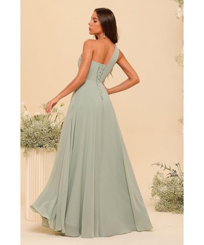 Chiffon One Shoulder Bridesmaid Dresses with Slit A-Line Long Formal Party Dress with Pockets RO022 Emerald Green $32.34 Dresses