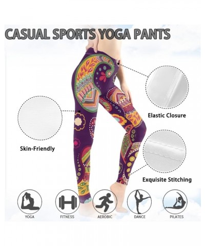 Rose Workout Leggings for Women, Boho Stretch Pants for Sports Running Fitness, High Waist Tummy Control Yoga Pant Mandala Sp...