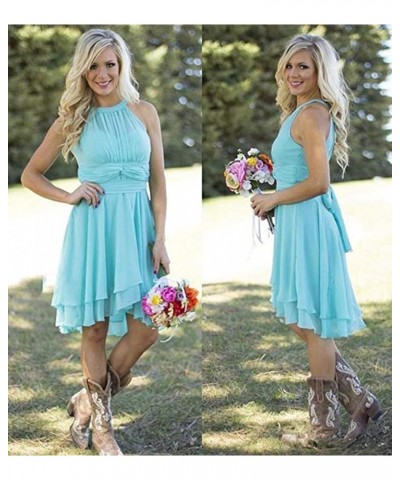 Country Style Bridesmaid Dress Short Halter Knee Length Western Wedding Guest Dress Navy $31.20 Dresses