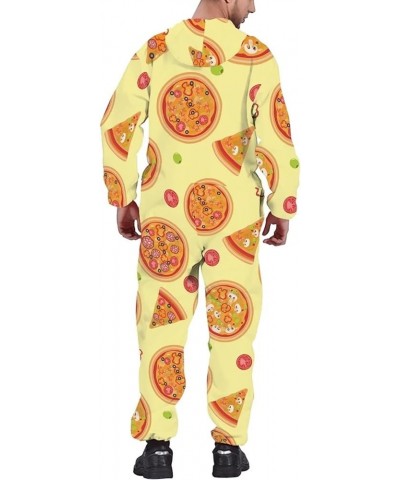 Unisex Hooded Jumpsuit Onesie Rompers Long Sleeves One Piece Pajamas Overalls Warm Tracksuit with Hooded Pockets Pizza $31.34...