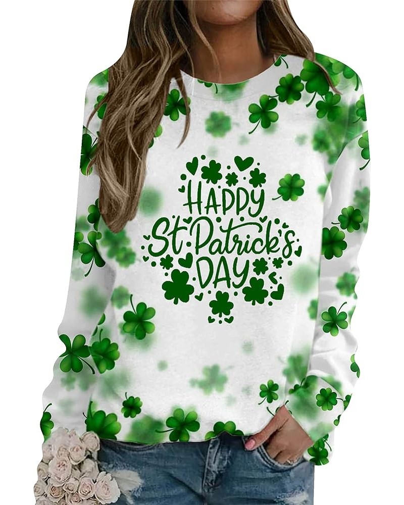 Women’s Shamrock Crew Neck Long Sleeve Shirt Casual Tunic Pullover Clover St Patricks Day Loose Sweatshirt Clover Letter $14....