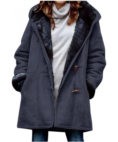 Coats for Women Trendy Womens Hooded Jacket Women's Jacket Trendy 2023 Fuzzy Long Sleeve Casual Button Winter Oversized Coat ...