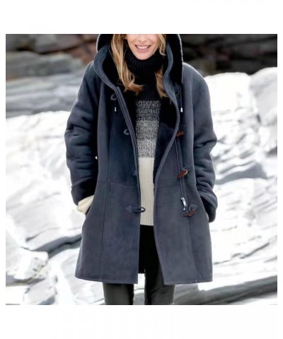 Coats for Women Trendy Womens Hooded Jacket Women's Jacket Trendy 2023 Fuzzy Long Sleeve Casual Button Winter Oversized Coat ...