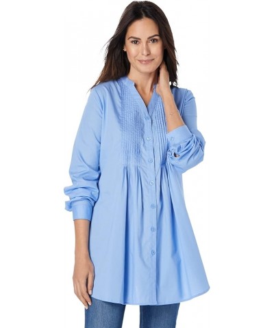 Women's Plus Size Perfect Pintuck Tunic French Blue $23.19 Tops