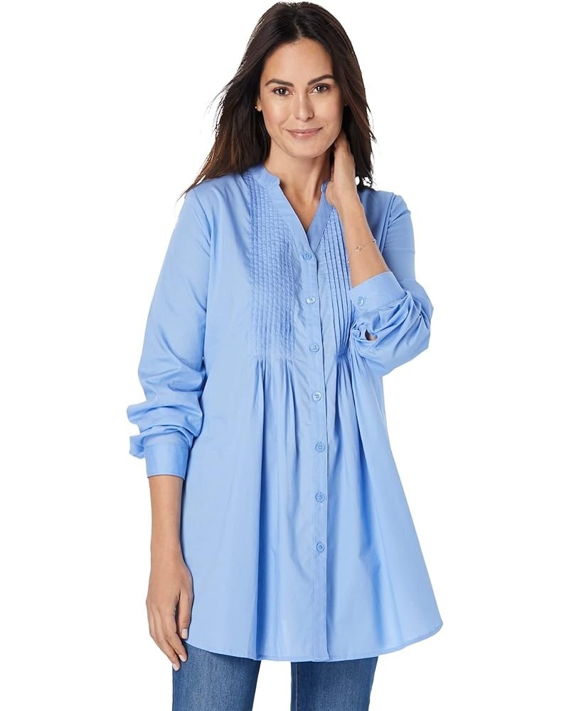 Women's Plus Size Perfect Pintuck Tunic French Blue $23.19 Tops