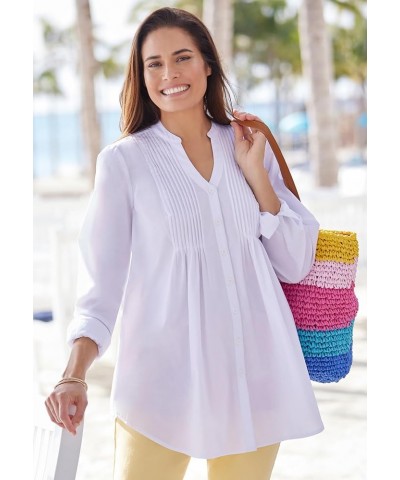 Women's Plus Size Perfect Pintuck Tunic French Blue $23.19 Tops