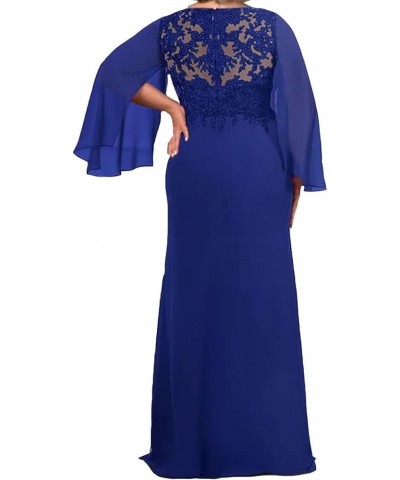 Plus Size Chiffon Mother of The Bride Dress for Wedding Guest Lace Appliques Formal Evening Dress LD0289 Royal Blue $23.10 Dr...