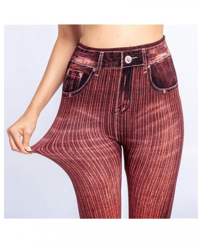 Womens Workout Leggings Women's Tights Workout Pants Women Womens Jean Look Leggings Slim High Waist Denim Printed Red $4.93 ...