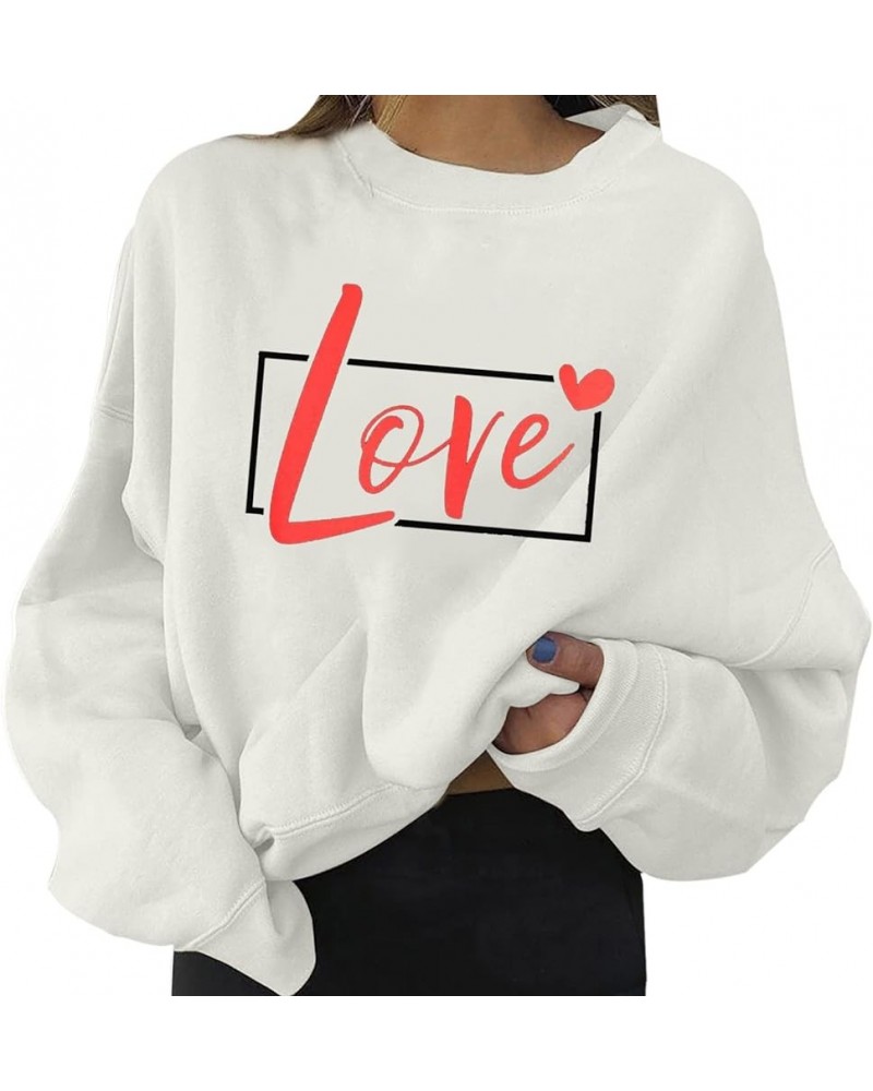 Hoodies for Teen Girls 14-16 Aesthetic Fashion Women's Warm Sweatshirt Casual Long Sleeve O Neck Soft Love Z007-white $10.25 ...