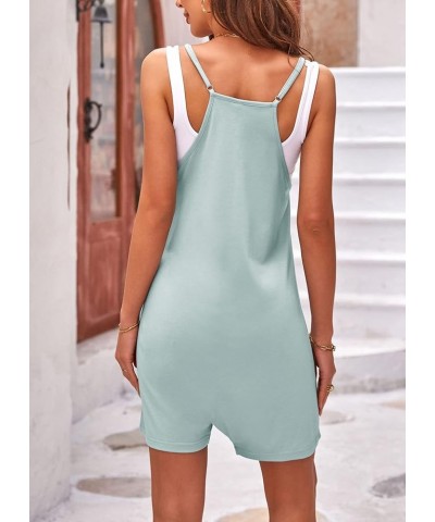 Women's Short Rompers Spaghetti Strap Sleeveless Jumpsuit Summer Overall with Pockets Light Blue $9.89 Overalls