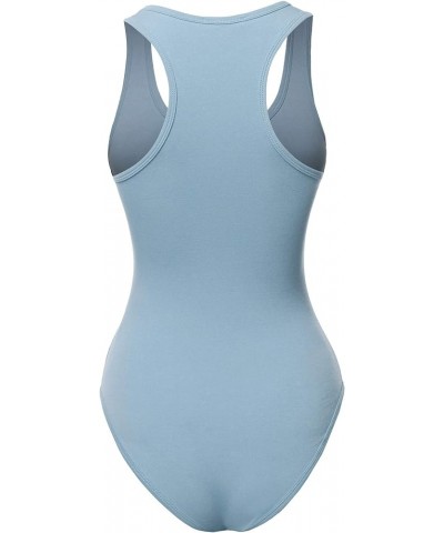 Women's Fashion Basic Premium Cotton Racerback Sleeveless Tank Body Suit Yawbsv0001 Ash Blue $11.59 Lingerie