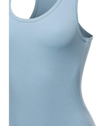 Women's Fashion Basic Premium Cotton Racerback Sleeveless Tank Body Suit Yawbsv0001 Ash Blue $11.59 Lingerie