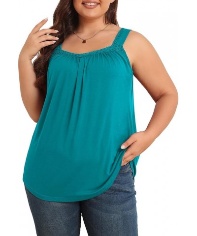 Plus Size Tank Tops for Women - Summer Womens Tops Plus Size, Lace Detail, Loose Fit, Sleeveless Women's Tanks Light Green $1...