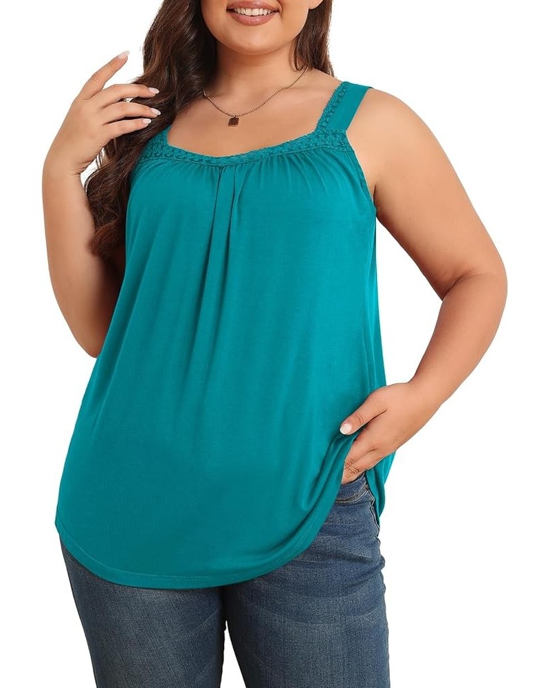 Plus Size Tank Tops for Women - Summer Womens Tops Plus Size, Lace Detail, Loose Fit, Sleeveless Women's Tanks Light Green $1...