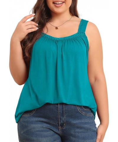 Plus Size Tank Tops for Women - Summer Womens Tops Plus Size, Lace Detail, Loose Fit, Sleeveless Women's Tanks Light Green $1...