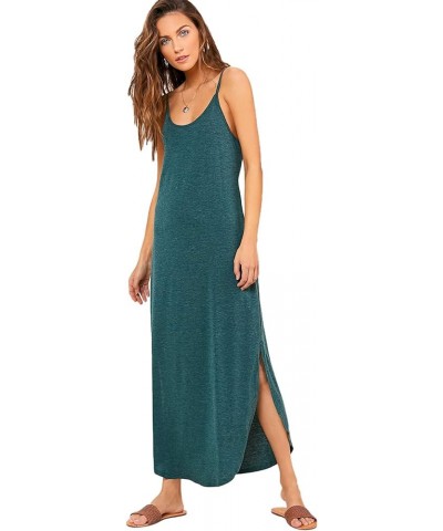 Women's Strappy Split Summer Casual Tie Dye Long Maxi Dress Green-1 $16.95 Dresses