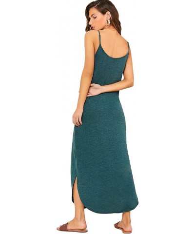 Women's Strappy Split Summer Casual Tie Dye Long Maxi Dress Green-1 $16.95 Dresses