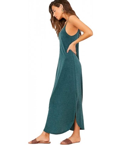 Women's Strappy Split Summer Casual Tie Dye Long Maxi Dress Green-1 $16.95 Dresses