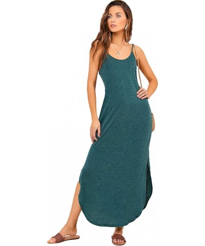 Women's Strappy Split Summer Casual Tie Dye Long Maxi Dress Green-1 $16.95 Dresses