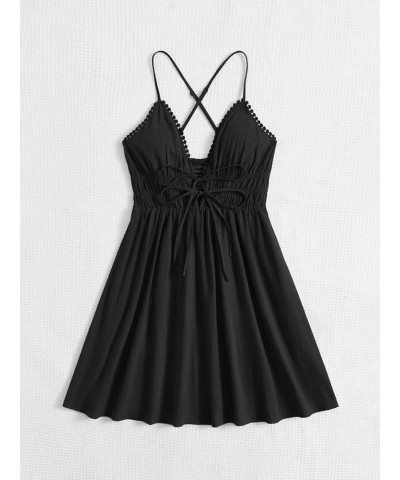 Womens' Dress Shirred Back Tie Front Cami Dress Summer Dresses for Women (Color : Black, Size : Small) Medium Black $16.90 Dr...