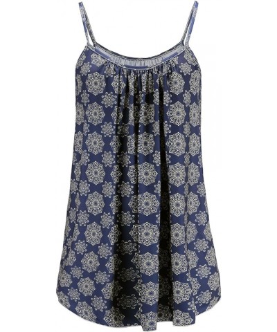 Plus Size Tank Tops for Women Camisoles Cami Dress Loose Fit Sleeveless Flowy Spaghetti Strap Summer F1 - Blue Boho Print $14...