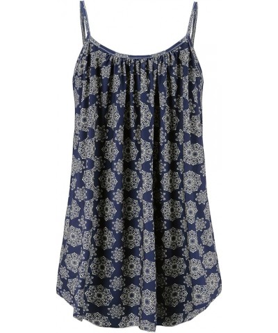 Plus Size Tank Tops for Women Camisoles Cami Dress Loose Fit Sleeveless Flowy Spaghetti Strap Summer F1 - Blue Boho Print $14...