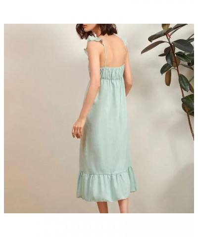 Women's Victorian Sleeveless Nightgown Vintage Nightdress Ruffle Maxi Lounge Dress Green $11.25 Sleep & Lounge