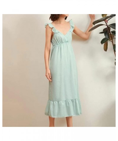 Women's Victorian Sleeveless Nightgown Vintage Nightdress Ruffle Maxi Lounge Dress Green $11.25 Sleep & Lounge