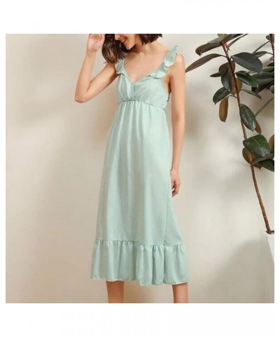 Women's Victorian Sleeveless Nightgown Vintage Nightdress Ruffle Maxi Lounge Dress Green $11.25 Sleep & Lounge