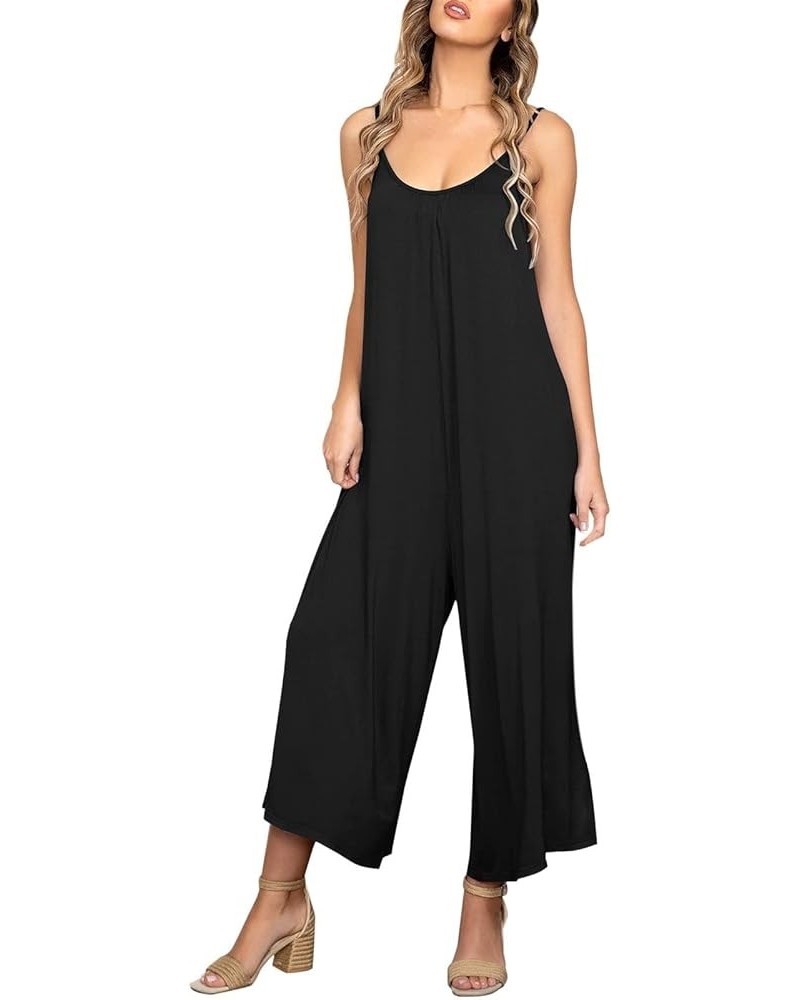 Women's Plus Size Jumpsuit Suspenders Jumpsuit With Pockets Ribbed Backless Solid Color Jumpsuit Boho, S-2XL 5-black $12.29 J...