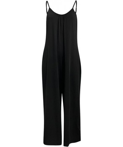 Women's Plus Size Jumpsuit Suspenders Jumpsuit With Pockets Ribbed Backless Solid Color Jumpsuit Boho, S-2XL 5-black $12.29 J...